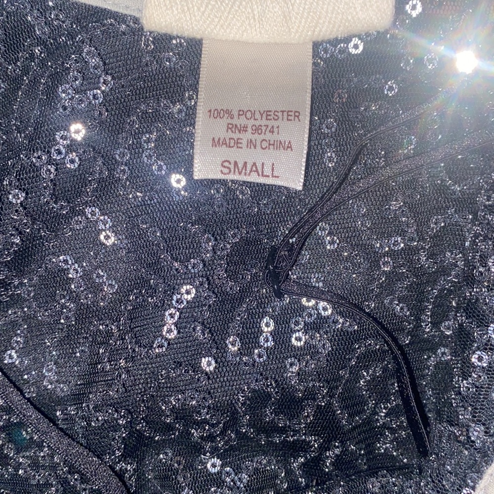 Sheer Top Size Small Sequin Sliver And Black - image 3